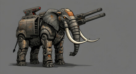 Cybernetic Elephant Military Animal Weaponized Mech Robotic Futuristic War Machine Power Strength Armored Combat