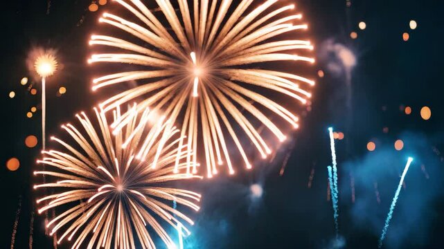 Fireworks blasts against a background