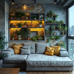 Indoor garden room setting high resolution image