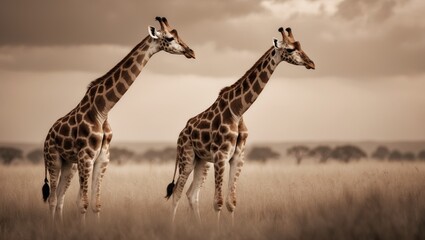 Obraz premium Walking Giraffe Couple