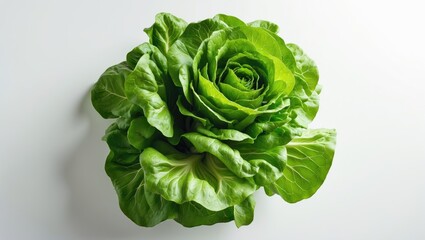 Fresh green butterhead lettuce isolated on white background