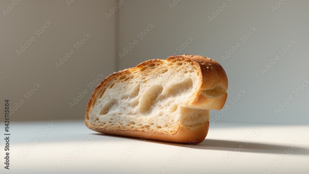 Poster baguette slice isolated against background with full depth of field