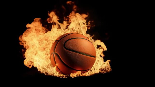 basketball on burning fire