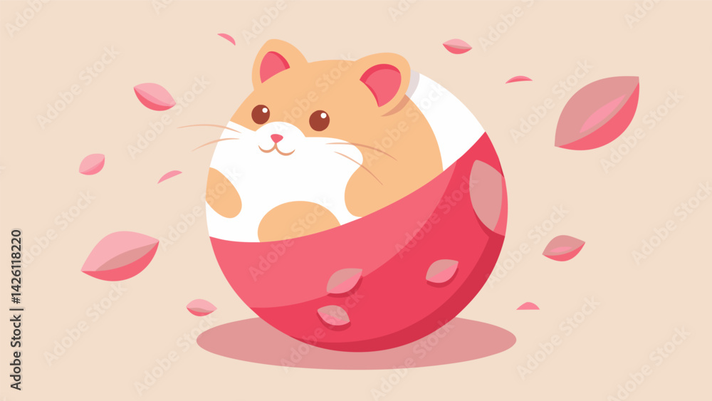 Poster a bouncy ball toy for hamsters embedded with a tranquil scent of rose petals to create a tranquil pl