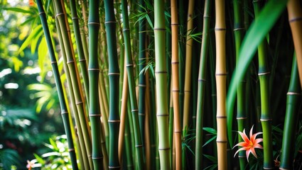Fototapeta premium Growth and natural characteristics of bamboo plants