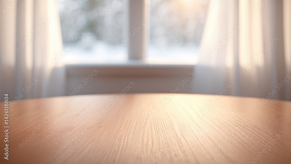 Poster table background with winter theme and free copy space