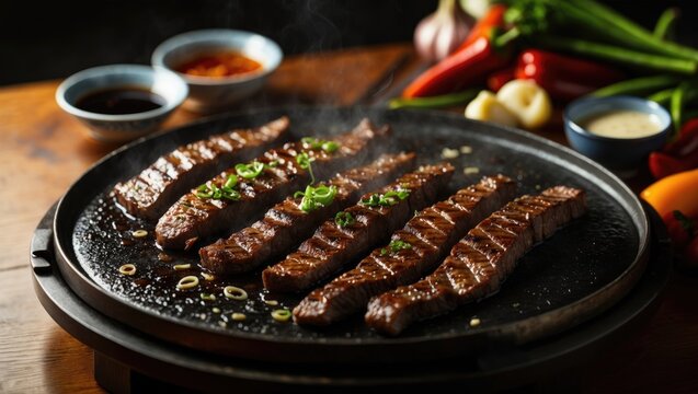 Teppanyaki - Sizzling grilled beef on a hot pan