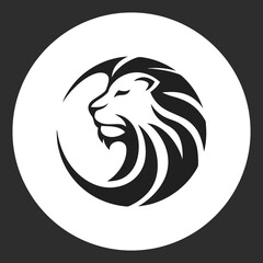 Majestic Lion Head Silhouette Vector Icon.