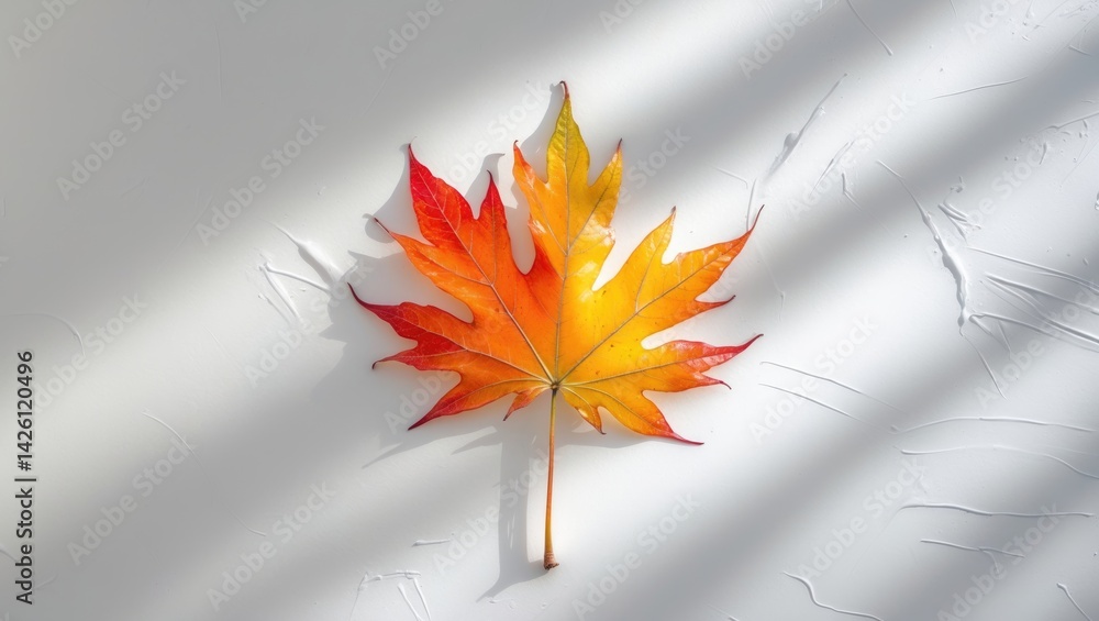 Poster autumn leaf texture and pattern with vibrant colors on a white background