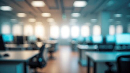 Vivid and Blurry Abstract Office Interior with Out of Focus Effect