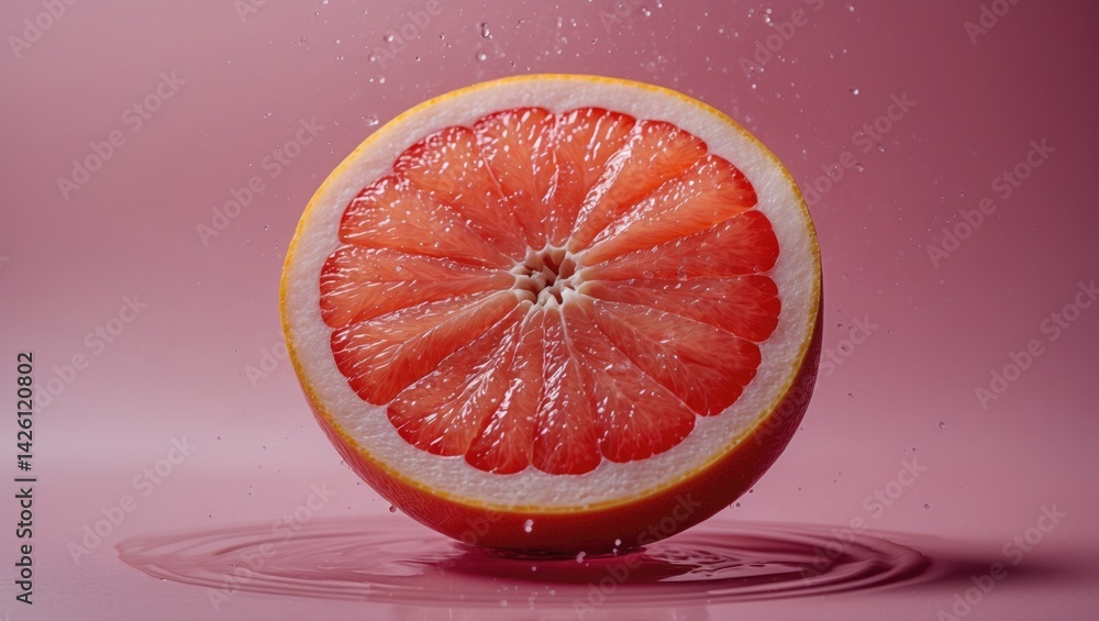 Poster minimalist grapefruit slice on colorful background