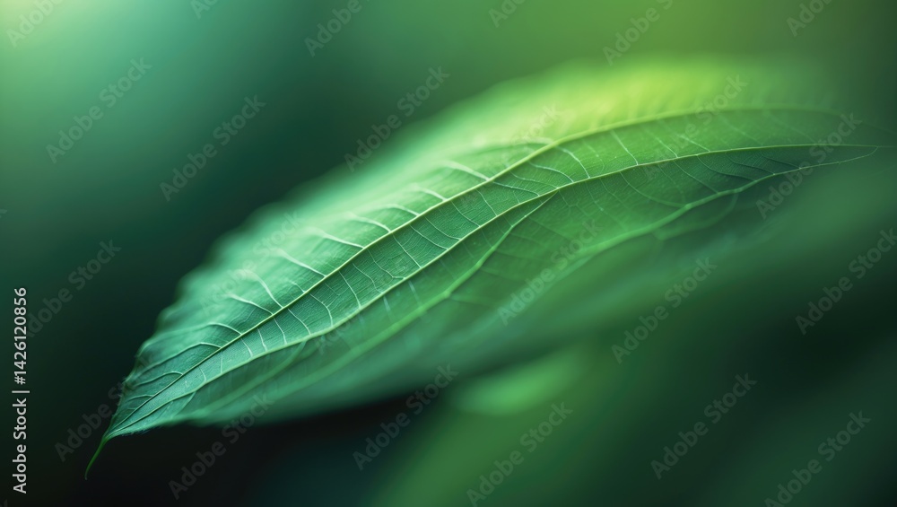 Poster leaf pattern with vibrant green structure and textured background