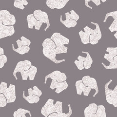 Cute elephants pattern. Vector seamless background, fabric design