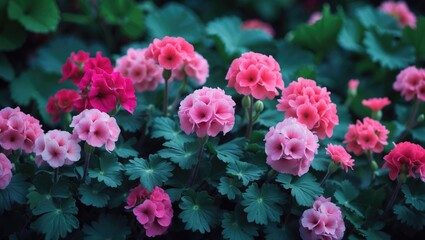 Stunning pink pelargoniums displayed at the garden exhibition