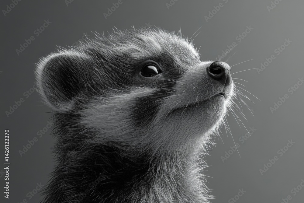 Aufkleber raccoon portrait with soft fur details captured in a neutral light setting highlighting its curious 