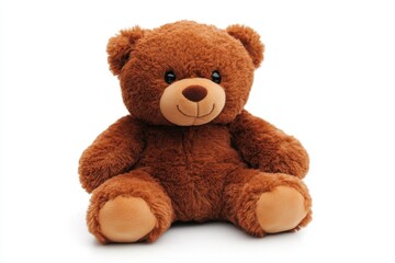 Cute brown teddy bear sitting upright with soft fur and friendly smile, perfect for children&rsquo;s gifts and decor