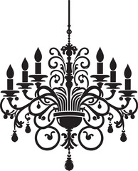Elegant Chandelier Silhouette Vector Illustration