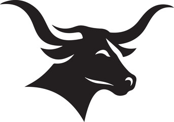 Strong Long Horn Animal Silhouette Design