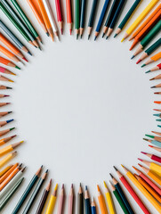 Fototapeta premium Flat lay of childrenвАЩs school supplies on white table, colorful and cheerful 