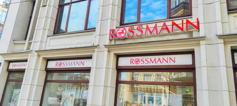 POLAND, BYDGOSZCZ - April 14, 2025:: Rossmann Drogeria Parfumeria Cosmetic Shop. Signage of Germany's second-largest drug store chain	