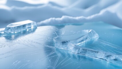 Close-up of icy texture on snow and ice background