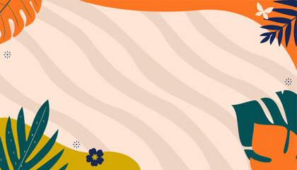 Obraz premium Floral Illustration Background with Green And Orange Colors