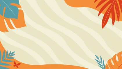 Floral Illustration Background with Orange and Green colors