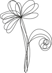 Abstract One Line Drawing of a Flower with Swirling Petals