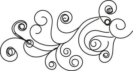 Abstract Swirl Design Element Black Line Art Graphic