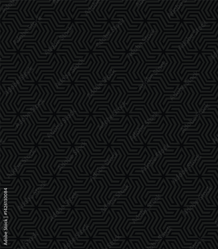 Poster interwoven black lines form an abstract geometric pattern of recurring shapes