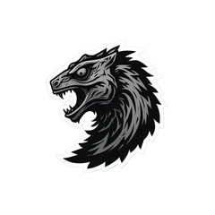 Obraz premium Roaring Lizard Head Silhouette Logo – Minimalist Vector, Bold Black on White