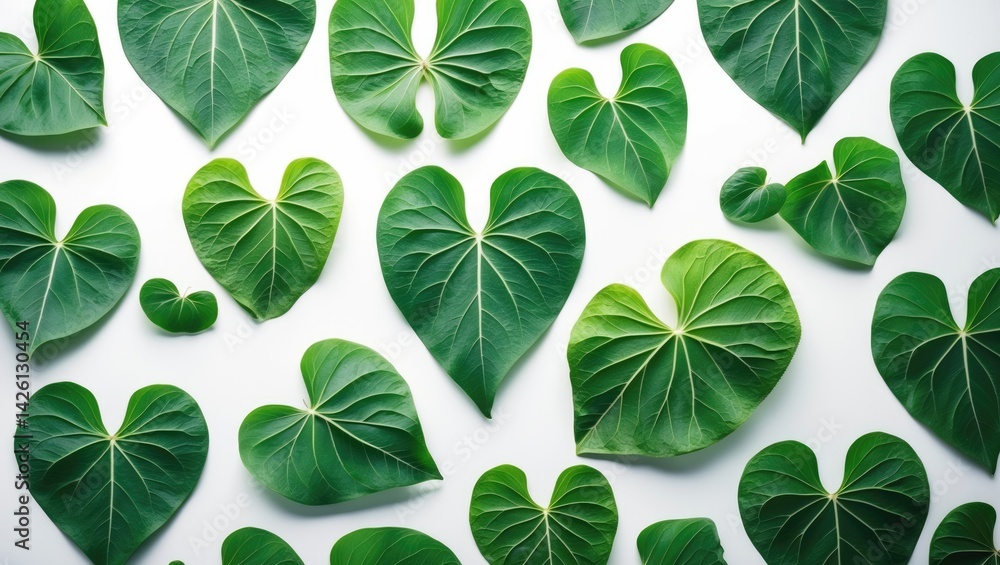 Poster sunflower leaves isolated on background with full depth of field and clipping path