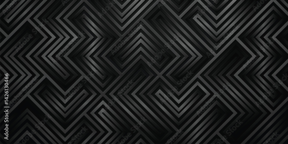 Poster labyrinthine layers of dark gray lines form geometric patterns a maze of angled paths