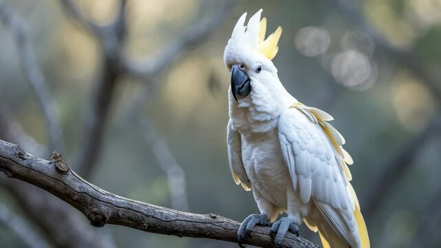 Branch with a lesser cockatoo.
