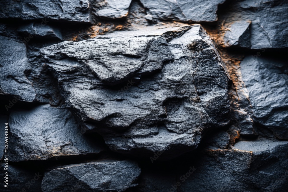Poster Close-up view of textured rocks showcasing natural patterns and colors in a rugged geological formation