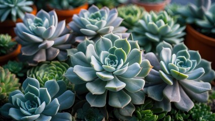 Graptopetalum: An Invasive Succulent with Pale Gray Green Leaves in a Tropical Garden Background