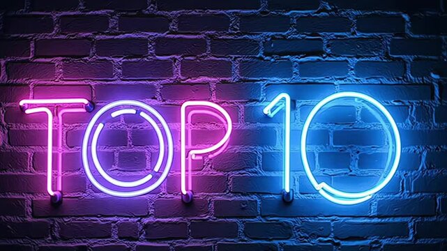 Neon Top 10 Sign &ndash; Pop Culture Ranking Concept
