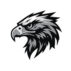 Obraz premium Roaring Bird Head Silhouette Logo – Minimalist Vector, Bold Black on White