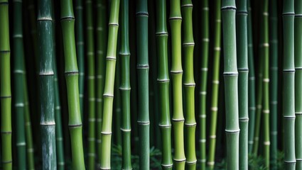 Pattern of green bamboo wall