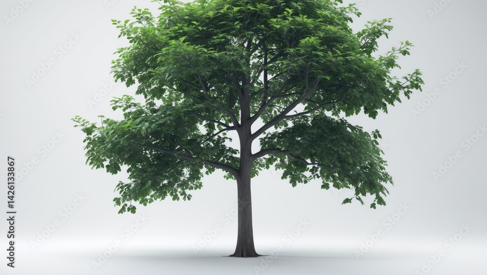 Aufkleber tree on a white background with an isolated oak and its roots