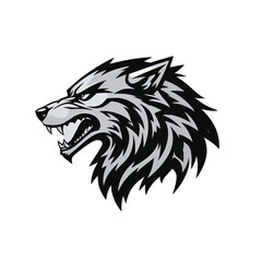 Obraz premium Roaring Wolf Head Silhouette Logo – Minimalist Vector, Bold Black on White