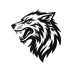 Fototapeta premium Roaring Wolf Head Silhouette Logo – Minimalist Vector, Bold Black on White