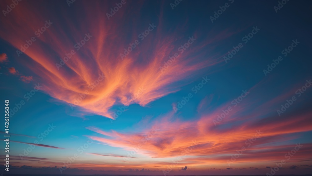 Poster the sky with fluffy clouds creating a beautiful background