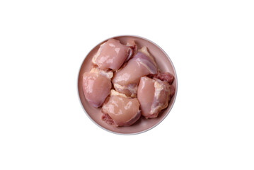 Chicken thigh fillet raw, skinless, boneless, poultry legs