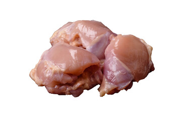 Chicken thigh fillet raw, skinless, boneless, poultry legs