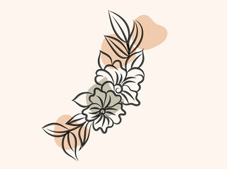Elegant Line Art Floral Design with Neutral Background