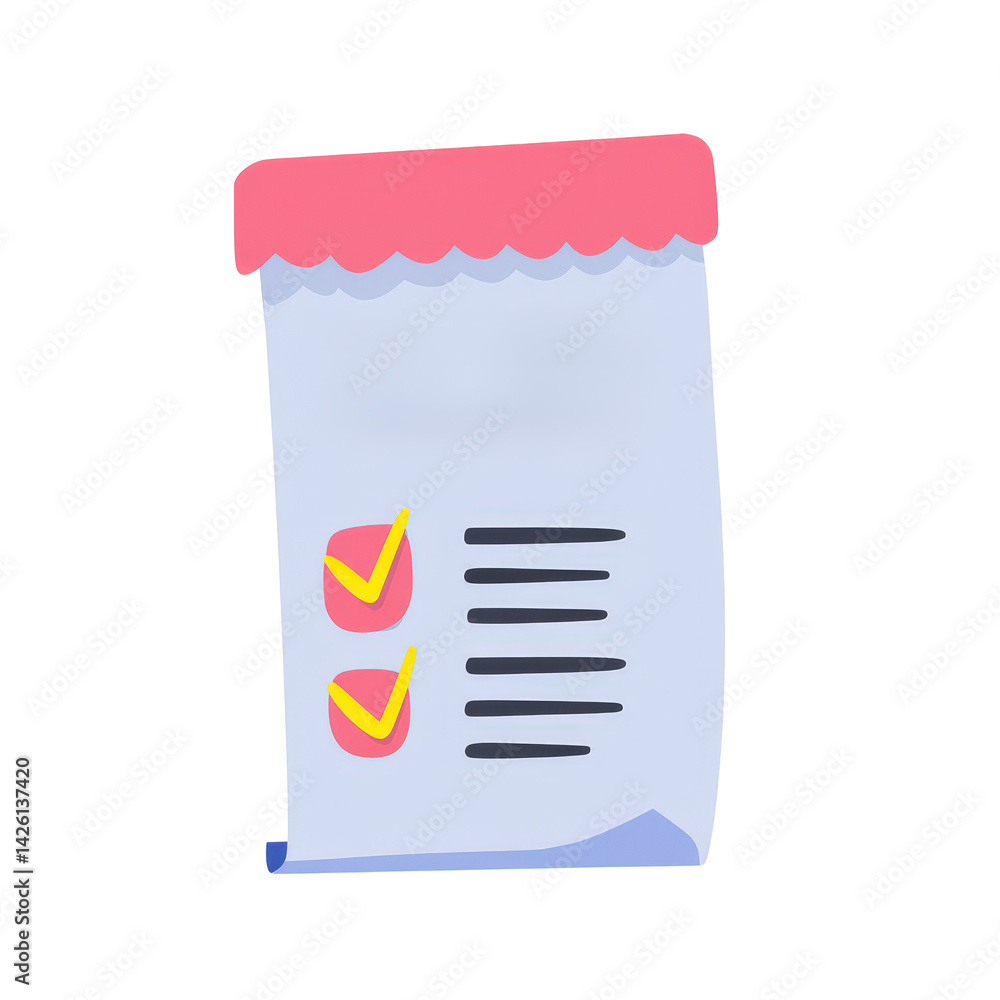 Poster colorful notepad with checkboxes for task management and planning