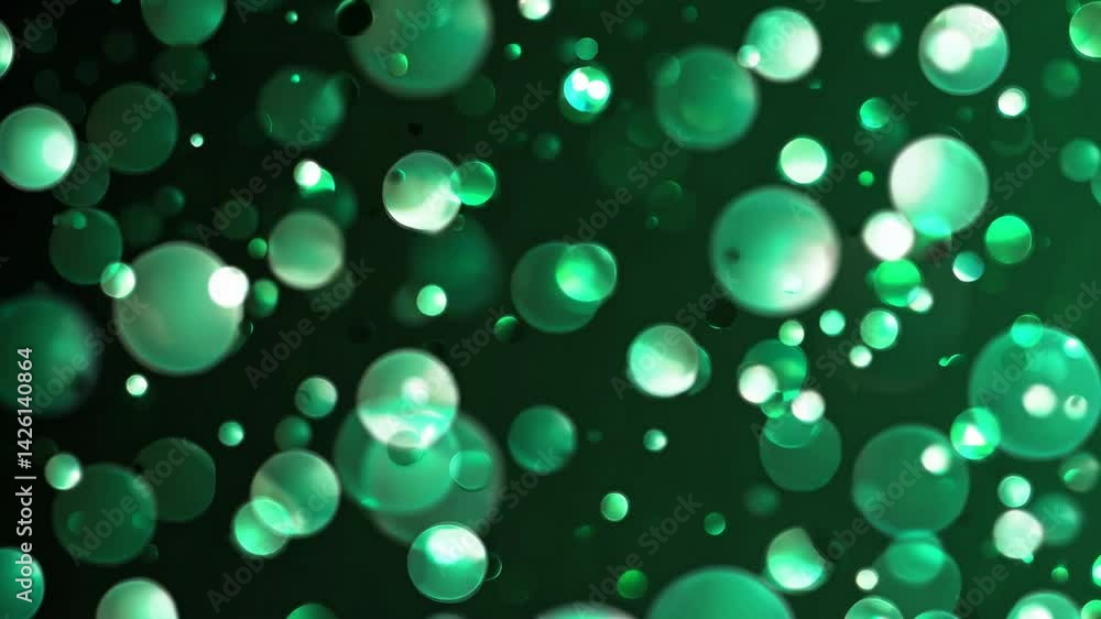 Poster mesmerizing green bubble drift creating calming atmosphere with ethereal light play