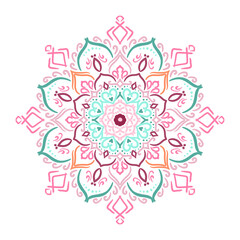 Colorful mandala flower pink green