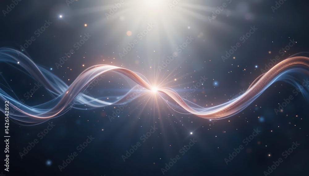 Poster Dynamic light waves creating ethereal effects in a cosmic space environment abstract digital animation high-resolution visuals